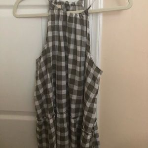 Gingham green and white tank blouse